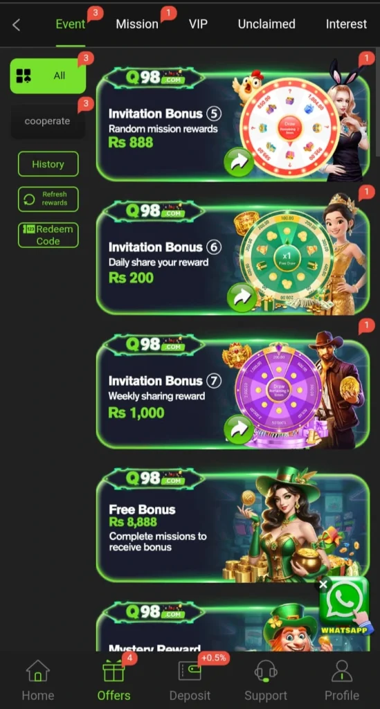 Q98 game events
